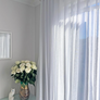 Custom made ripple fold style sheer, Linen Sheer drapery Shannon available in different colours, Linen sheer, sheer with snap tape