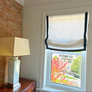 Custom Roman Shades, European Relaxed Shade, 100% Linen Roman Shades with contrasting border, chain mechanism, Roman Shades for Windows