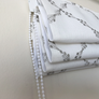 Custom Geometric Grey Embroidery Pattern Ryder Silver Relaxed Roman Shade