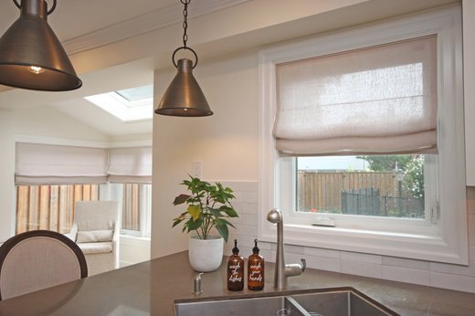 Relaxed Cordoba - 100% sheer linen shades, light and airy textured linen fabric, sheer - light filtering, 1” inside seams, lining with pockets and supporting rods at the back