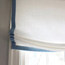Custom Roman Shades, European Relaxed Shade, 100% Linen Roman Shades with contrasting border, chain mechanism, Roman Shades for Windows