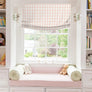 Swedish Linen Check, Scalamandré fabric, Roman Shades for Windows, Luxury European Relaxed Shades, 100% linen roman shades, chain mechanism