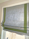 Relaxed Roman shade, Custom Roman Shade "Shimmer" with trim Heart, Roman Shade custom with Borders, Custom shade with Cordless mechanism
