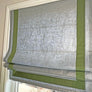 Relaxed Roman shade, Custom Roman Shade "Shimmer" with trim Heart, Roman Shade custom with Borders, Custom shade with Cordless mechanism