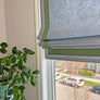 Relaxed Roman shade, Custom Roman Shade "Shimmer" with trim Heart, Roman Shade custom with Borders, Custom shade with Cordless mechanism