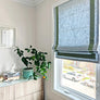 Relaxed Roman shade, Custom Roman Shade "Shimmer" with trim Heart, Roman Shade custom with Borders, Custom shade with Cordless mechanism