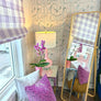 Custom Relaxed Roman Shade | 3" Gingham Check - Light Violet Purple | Belgian Linen by @spoonflower | Handmade Window Treatment