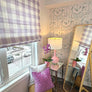 Custom Relaxed Roman Shade | 3" Gingham Check - Light Violet Purple | Belgian Linen by @spoonflower | Handmade Window Treatment