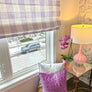 Custom Relaxed Roman Shade | 3" Gingham Check - Light Violet Purple | Belgian Linen by @spoonflower | Handmade Window Treatment