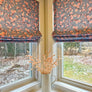 Custom Relaxed Roman Shade | Cherry Blossoms Periwinkle Fabric | Soft Fold Roman Shade | Spoonflower Fabric | Custom Window Treatment