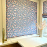 Custom Relaxed Roman Shade | Cherry Blossoms Periwinkle Fabric | Soft Fold Roman Shade | Spoonflower Fabric | Custom Window Treatment