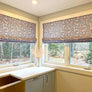 Custom Relaxed Roman Shade | Cherry Blossoms Periwinkle Fabric | Soft Fold Roman Shade | Spoonflower Fabric | Custom Window Treatment