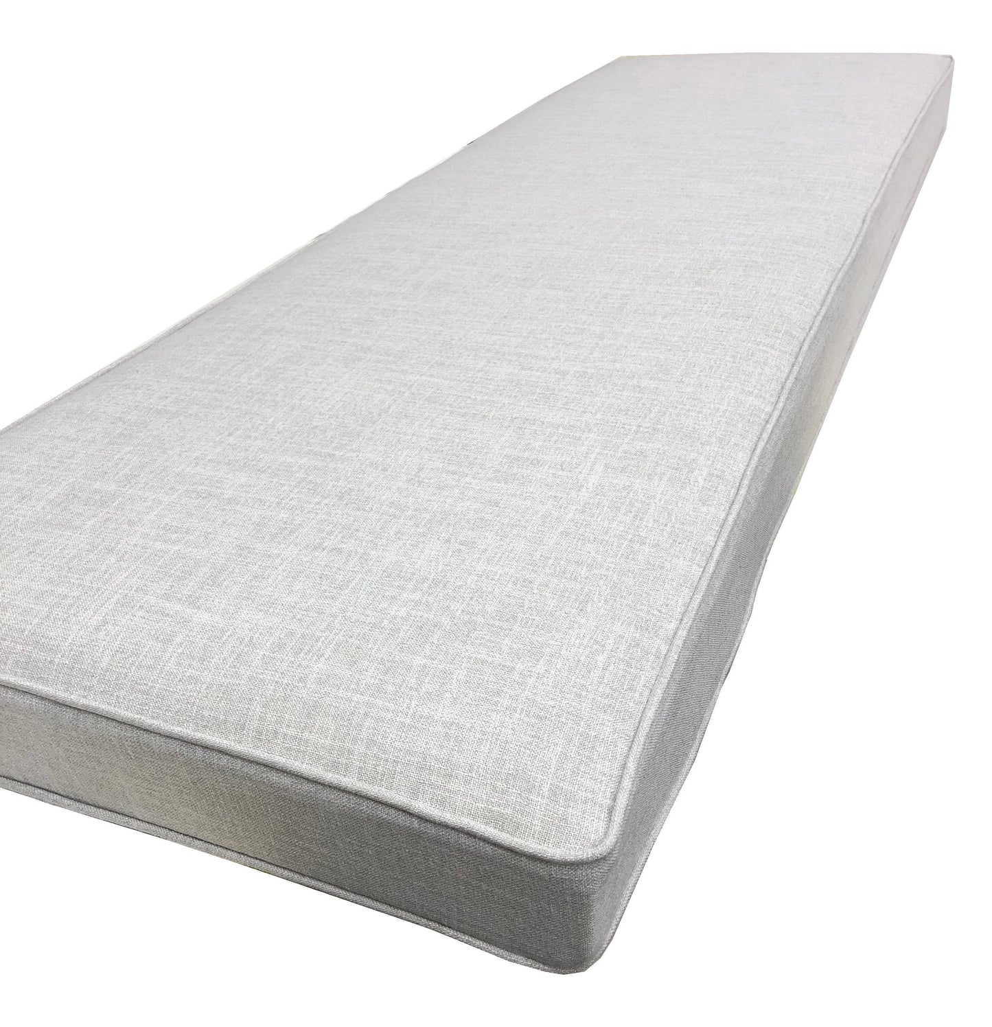 Custom bench cushion with piping foam insert zipper cover