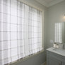 Ann Koenigs Custom Grey Stripes Flat Linen Roman Shade