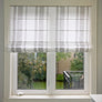 Ann Koenigs Custom Grey Stripes Flat Linen Roman Shade