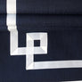 Dark Blue Flat Linen Roman Shade with Greek Key Design