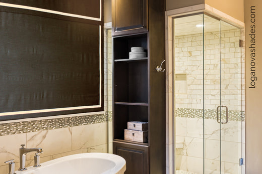Custom Black Relaxed Roman Shade