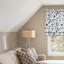 Blue Flowers Floral Pattern Flat Roman Shade