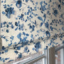 Blue Flowers Floral Pattern Flat Roman Shade