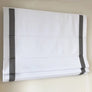 Custom Roman Shade " White with Pewter Border" roman shades with chain mechanism, Custom Made Window Treatment