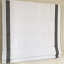 Custom Roman Shade " White with Pewter Border" roman shades with chain mechanism, Custom Made Window Treatment