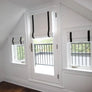 Custom made roman shade, Roman Shade "White with black trim", 100% linen roman shade, flat style with chain mechanism, window treatments