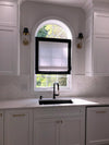 Custom Roman Shade "White with 4 sides Black Border", roman shade with chain mechanism, Custom Made roman shade, window Treatments