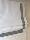 Relaxed Roman Shades "Tuscany Oyster with Decorative Trim", 100% linen roman shade with chain mechanism, custom shades, window treatments