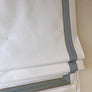 Relaxed Roman Shades "Tuscany Oyster with Decorative Trim", 100% linen roman shade with chain mechanism, custom shades, window treatments