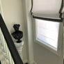 Relaxed Roman Shade "Cheval White with Black&White Greek Key Trim", custom roman shades with chain mechanism, window treatments
