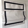 Relaxed Roman Shade with valance "Cream with Black Ribbon", roman shade with chain mechanism, Custom Made Window Treatments