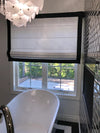 Custom Roman Shade "White with 4 sides Black Border", roman shade with chain mechanism, Custom Made roman shade, window Treatments