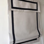 Relaxed Roman Shade with valance "Cream with Black Ribbon", roman shade with chain mechanism, Custom Made Window Treatments