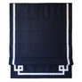 Dark Blue Flat Linen Roman Shade with Greek Key Design