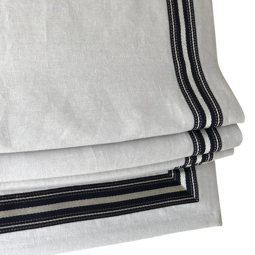 Relaxed Roman Shade, 100% Linen roman shade, Shade with Decorative trim, custom roman shade, shade with chain mechanism, window treatment