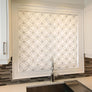 Custom Roman Shade, Metric Silver with geometric embroidery pattern , linen roman shade, chain mechanism, Roman Shades for windows