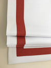 Custom Roman Shade "White with Tangerine Borders", relaxed roman shade with chain mechanism, Custom Made roman shade, Window Treatments