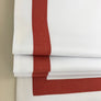 Custom Roman Shade "White with Tangerine Borders", relaxed roman shade with chain mechanism, Custom Made roman shade, Window Treatments