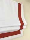 Custom Roman Shade "White with Tangerine Borders", relaxed roman shade with chain mechanism, Custom Made roman shade, Window Treatments