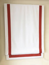 Custom Roman Shade "White with Tangerine Borders", relaxed roman shade with chain mechanism, Custom Made roman shade, Window Treatments