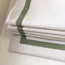 Relaxed Roman Shade "Cream with Pine Border", Roman Shades with Pine Trim, with Chain Mechanism - Custom Shade