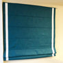 Flat Roman Shade "Cheval Marine with 1.5" inset 1.5" White Border", linen roman shade with chain mechanism, custom made window treatment