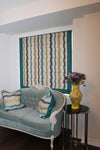 Flat Roman Shade "Ibiza Soulful with Marine border" with chain mechanism, Linen Roman Shade, custom roman shades, Custom Made shades