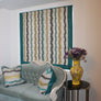 Flat Roman Shade "Ibiza Soulful with Marine border" with chain mechanism, Linen Roman Shade, custom roman shades, Custom Made shades