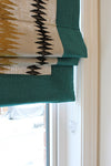 Flat Roman Shade "Ibiza Soulful with Marine border" with chain mechanism, Linen Roman Shade, custom roman shades, Custom Made shades