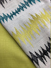 Flat Roman Shade "Ibiza Soulful with Marine border" with chain mechanism, Linen Roman Shade, custom roman shades, Custom Made shades