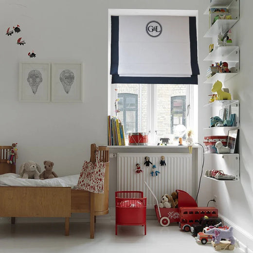Monogrammed Linen Roman Shade