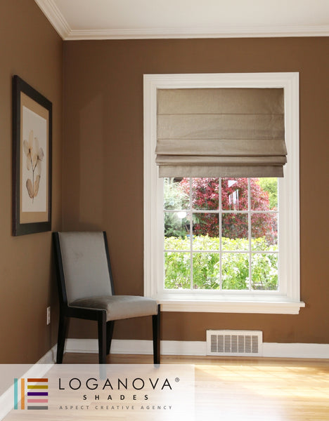 Brown & Beige Roman Shades, 6 Colors, 3 Fold Styles, Blackout Lining Option. Custom Window shops Linen Roman Blinds for Living, Bedroom, Kitchen