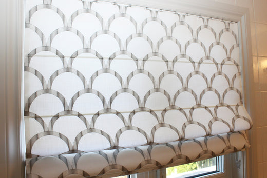 Geometric Pattern 5 Colours Hanover Pebble Flat Roman Shade