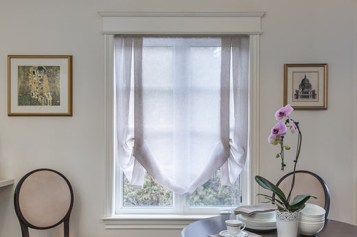 Custom Plain Fabric. London Sheer Roman Shade